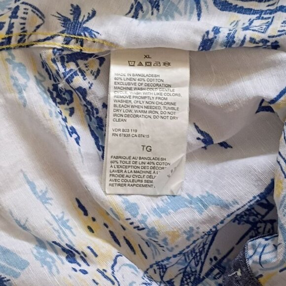 Nautica Men's XL Tropical Shirt Linen Blend Button Front Short Sleeve - Picture 6 of 8